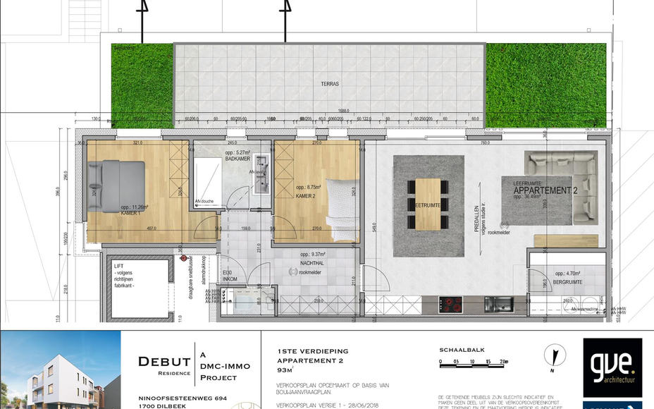 ** REEDS 80 % VERKOCHT ** Leemans Immobiliën biedt u dit nieuwbouwproject aan te Dilbeek - Schepdaal. Het project zal opgeleverd worden in het najaar van 2019.
Het project houdt 4 appartementen in tussen 89 m² en 93 m² en elkeen voorzien van 2 slaapkam